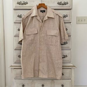 Beige Linen Button Tunic